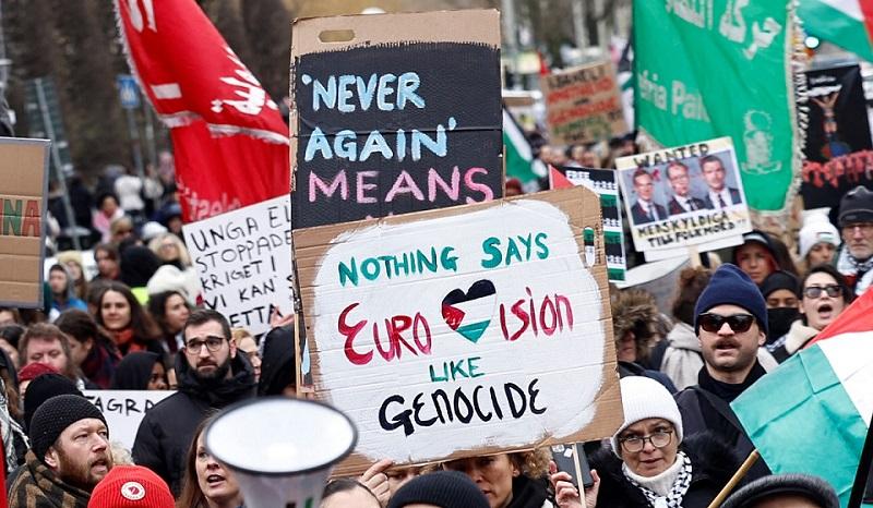 protest_vs_israel_at_eurovision_2024_02_26_01_19_07 Φτάνουν αστυνομικές ενισχύσεις από Νορβηγία και Δανία στο Μάλμε για τον φόβο επεισοδίων Eurovision 2024  