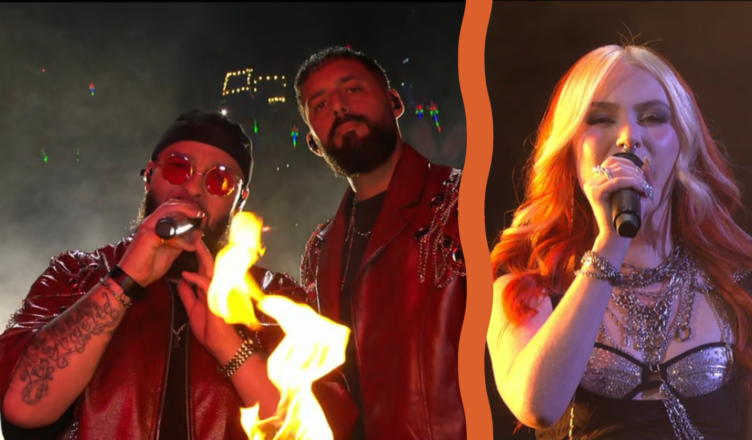 Οι Medina και η Saga Ludvigsson στη σκηνή του Melodifestivalen 2026 Heat 3