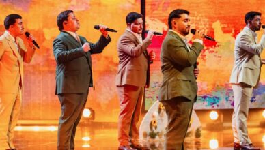 Το συγκρότημα Bandidos do Cante στη σκηνή του Festival da Canção 2026 στην Πορτογαλία.