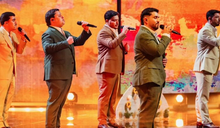 Το συγκρότημα Bandidos do Cante στη σκηνή του Festival da Canção 2026 στην Πορτογαλία.