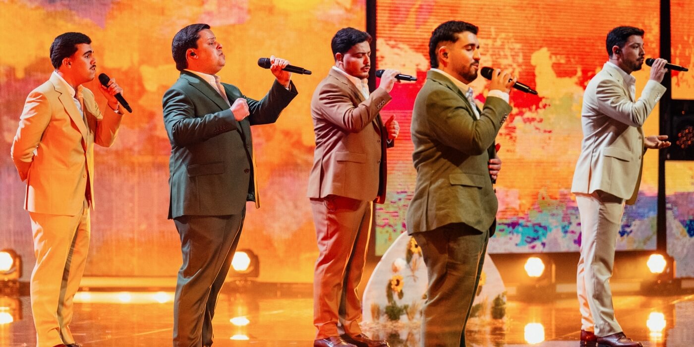 Το συγκρότημα Bandidos do Cante στη σκηνή του Festival da Canção 2026 στην Πορτογαλία.